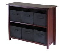 Winsome Verona 2-Section Storage Shelf with 6 Foldable Fabric Baskets
