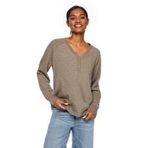 T-shirt côtelé avec col henley George pour femmes Tailles TP–TTG