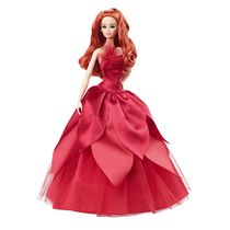 Barbie Signature Merry Christmas 2022 Barbie Doll (Curly Red Hair) with Doll Stand, Collectible Gift