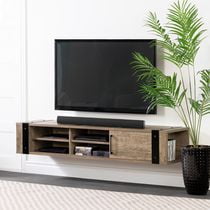 South Shore Munich 68" Wall Mounted Media Console -Weathered Oak