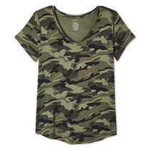 George Women's Printed Drapey V-Neckline Short Sleeve Tee, Sizes XS-XXL