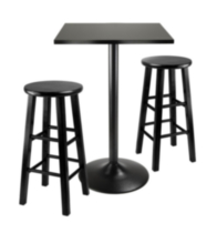 Winsome Obsidian 3pc pub table set in black finish