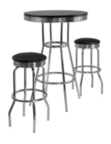 Summit 3-Pc Pub Table and Swivel Stool Set, Black & Chrome