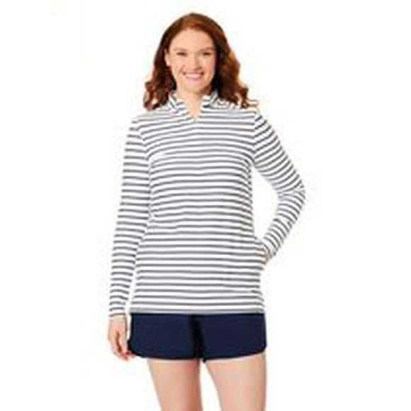 Lands' End Women's Size S-XXL Nylon Spandex Long Sleeve Swim Shirt with Zipper