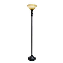 Elegant Designs 1 Light Torchiere Floor Lamp with Marbelized Amber Glass Shade