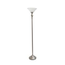 Elegant Designs 1 Light Torchiere Floor Lamp with Marbleized White Glass Shade