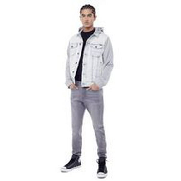 Jeaniologie ™ Denim Jacket With Combo Hood and Sleeves - Acid Wash