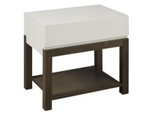 Aiden Night Stand, Glossy White/Walnut