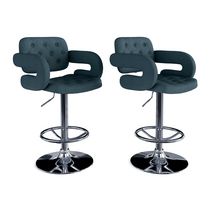 CorLiving Adjustable Tufted Fabric Barstool with Armrests