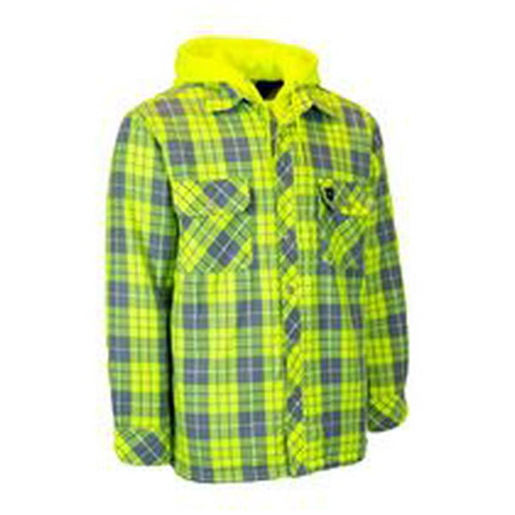 Forcefield Hi Vis Hooded Plaid Quilt-Lined Flannel Shirt Jacket<br>*On-Line Exclusive