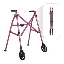 Stander Wonder Walker, Lightweight Folding Space Saver Walker for Seniors, Adult Walker with Wheels, Two Wheeled Rolling Walker and Ski Glides