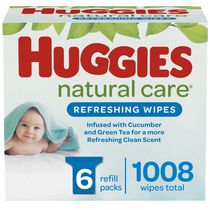 Lingettes pour bébés HUGGIES One and Done rafraîchissantes, recharges (emballage de 6, total de 1008 feuilles), parfumées, sans alcool, hypoallergéniques