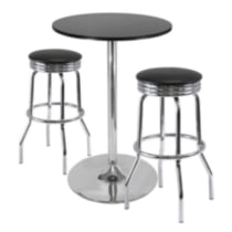 Summit 3-Pc Pub Table and Swivel Stool Set, Black & Chrome
