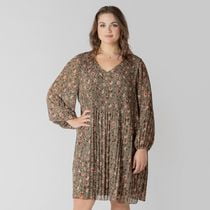 Devoted Women's Plus Size Long sleeve V neck mini dress, V neck mini dress