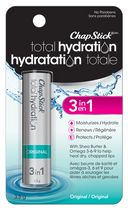 Baume pour les lèvres ChapStick Hydratation totale (original, emballage de 1), soin 3 en 1