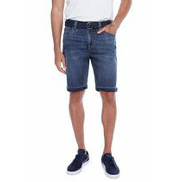 Jeaniologie™ – Short à revers en denim pour homme avec ceinture Taille 28-38
