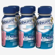 Ensure Regular, Meal Replacement Shake, Complete Balanced Nutrition, Strawberry, 6x235mL, 9.4g Protein Drink