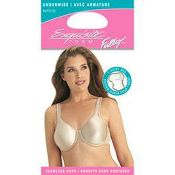 Exquisite Form #9675123 FULLY Full-Support T-Shirt Bra, Seamless Cups, Stretch Satin, Underwire, Sizes 36C - 42DD