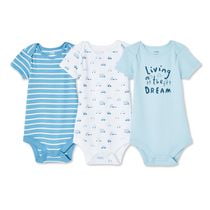 George Baby Boys' Layette 100% Cotton 3-Pack Bodysuit