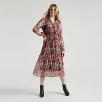 Mexx Women’s Printed Belted Dress with Pleated Skirt, XS-XXL