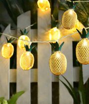 Guirlande lumineuse à ananas en métal à 10 DEL solaires