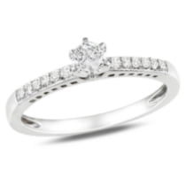 Bague de fiançailles Miabella avec 0.25 Carat de Saphir Blanc Synthétique et Accents de Diamant en Argent Sterling