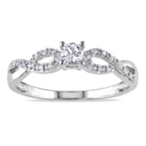 Bague de fiançailles Miabella avec 0.25 Carat de saphir blanc synthétique et 0.10 Carat d'accents de diamant en argent sterling