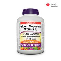 Webber Naturals Calcium Magnésium Vitamine D3, 333/167 mg/200 UI