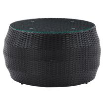 CorLiving Parksville Black Rattan Round Coffee Table