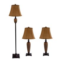 Ensemble de trois lampes Elegant Designs en bronze martelé  (2 lampes de table, 1 lampadaire)