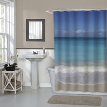 Rideau de douche en tissu Photobeach Home Trends, 178 cm x 183 cm (70 po x 72 po), bleu