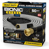 Bionic Steel PRO Garden Hose - 304 Stainless Steel Metal 50 Foot Garden Hose – Heavy Duty Lightweight, Kink-Free, and Stronger Than Ever with Brass Fittings and On/Off Valve