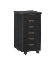 Craydon Six-Drawer Rolling Storage Cart, Black