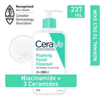 CeraVe Gentle Foaming Facial Cleanser With Niacinamide, Hyaluronic Acid and 3 Ceramides | Makeup Remover, Helps Prevent Clogged Pores & Control Oil and Sebum | Daily Face Wash for Normal to Oily Skin, Men & Women | Non-Comedogenic, Fragrance Free, 237 mL