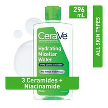 CeraVe Micellar Water Hydrating Facial Cleanser & Eye Makeup Remover with 3 essential ceramides and Niacinamide, Fragrance Free & Non-Irritating, 296 ml
