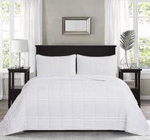 Chaps 3-Piece Jersey Knit Microfiber Quilt and Sham Set - Solid Coverlet Comforter