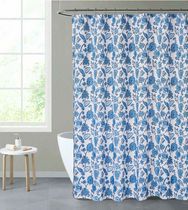 Chaps Shower Curtains with Hooks - Linen Textured Waterproof Curtain 10 Easy-slide Hooks