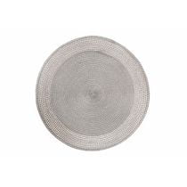 Vinyle Round Napperon Avec Border (Argent) - Set of 12