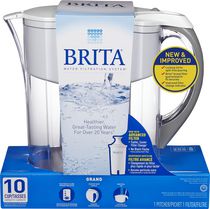 Brita® Large 10 Cup Water Filter Pitcher with 1 Standard Filter, BPA Free, Grand, White
