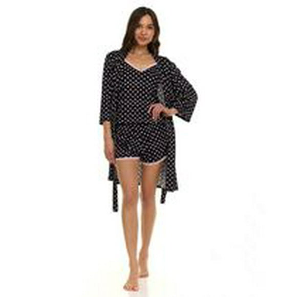 Ensemble pyjama 3 pièces confortable pour femme : peignoir, haut caraco et short – Exclusivité en ligne