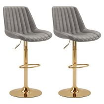 Tabourets de bar à hauteur réglable en similicuir avec base dorée Arwen - Ensemble de 2