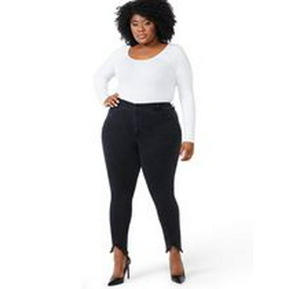 Sofia Jeans by Sofia Vergara Women's Plus Size Rosa Super High-Rise Shark Bite Hem Jeans