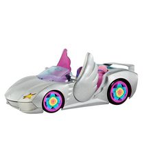 Barbie Extra Vehicle, Sparkly Silver Car with Rolling Wheels, Pet Puppy & Accessories