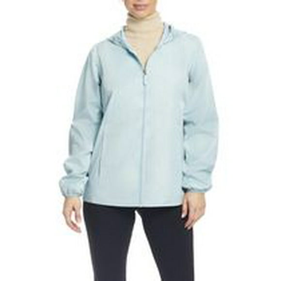 Details Women's Windbreaker Jacket With Gingham Lining Trim Inside of Hood & Yoke