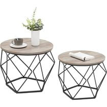 Boutique Home Modern Geometric Design Round Coffee Accent Tables, Set of 2 Side Tables