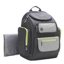 Jeep Adventurers Backpack Diaper Bag - Grey Crosshatch with Neon Green trim