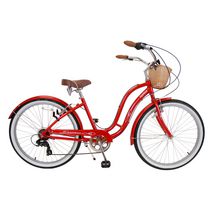 Schwinn Harbour cruiser bike, 7 speeds, 26-inch wheels, red