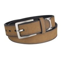 Genuine Dickies Men's 38 mm Industrial Strength with Logo Plate Brown Leather Belt