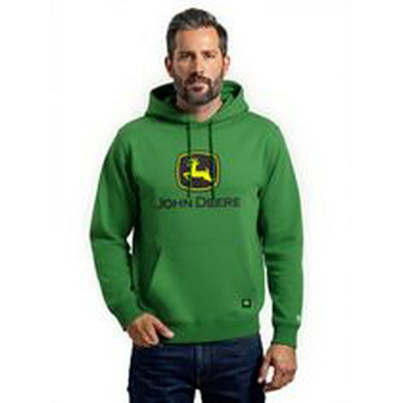 John Deere Men’s Fleece Pullover Hoodie with Water Repellent Finish, Size S-XL