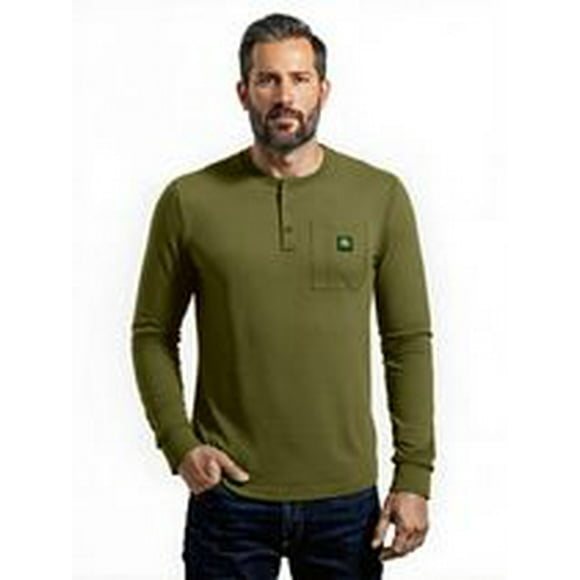 John Deere Men’s Warmth Shield™️ Long Sleeve Thermal Pocket Henley, Size S-XL